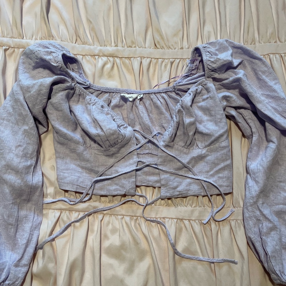 Glassons Purple Front Tie Long Sleeve Crop Top